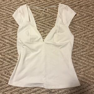 Free People Duo Corset Plunge Cami Top in white
